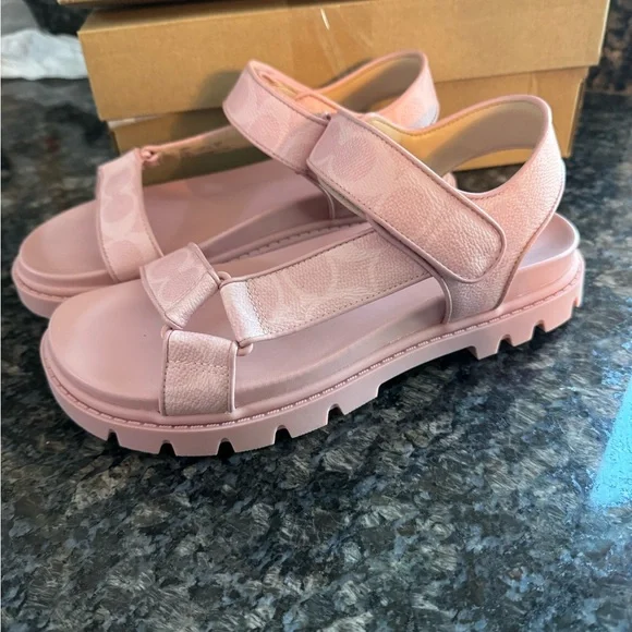 Coach Power Pink Signature Canvas Women's Sport Sandals-Assorted Sizes NWB CBB91 - Picture 7 of 8